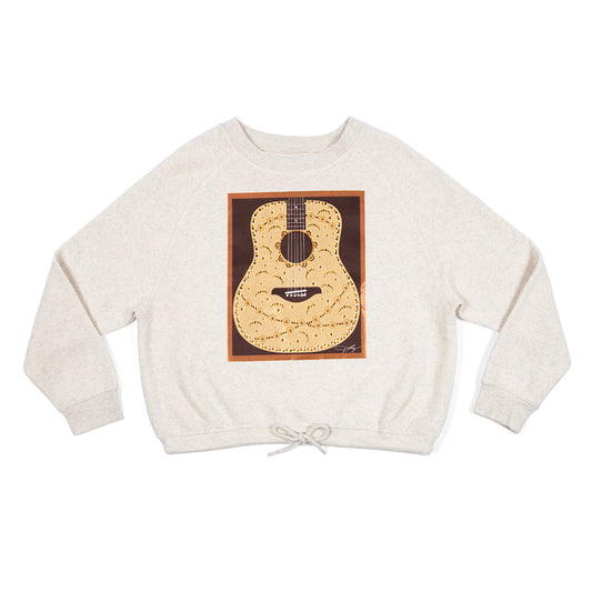 Dolly Parton Guitar Pullover Satin Jeweled  - Natural - L