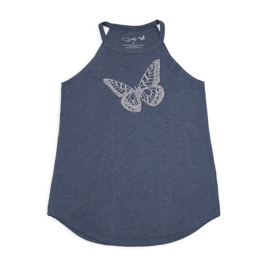 Dolly Parton Tank Top Bling Butterly  - Navy - SM