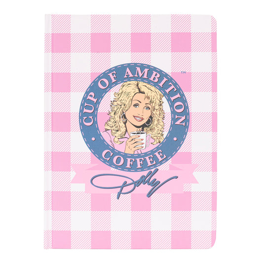 Dolly Parton Cup of Ambition debossed hard cover journal front view