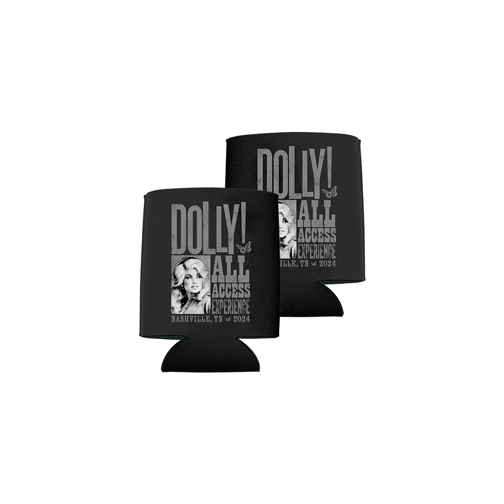 Official Dolly Parton Merchandise. Double sided can cooler featuring a classic photo of Dolly Parton.