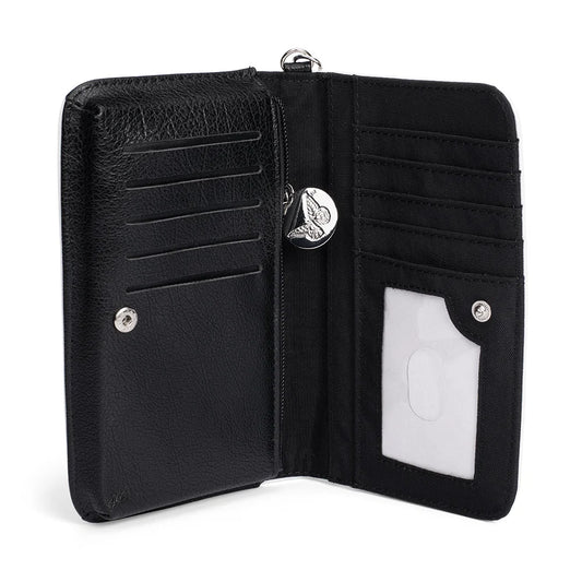 Back view of the Dolly Parton wristlet showing the smooth finish and design layout