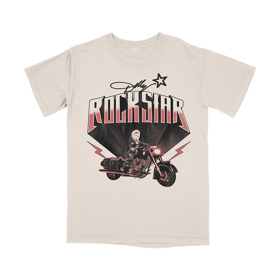 Biker Lightning Natural T-Shirt with Motorcycle Graphic - White Shirt for Bikers