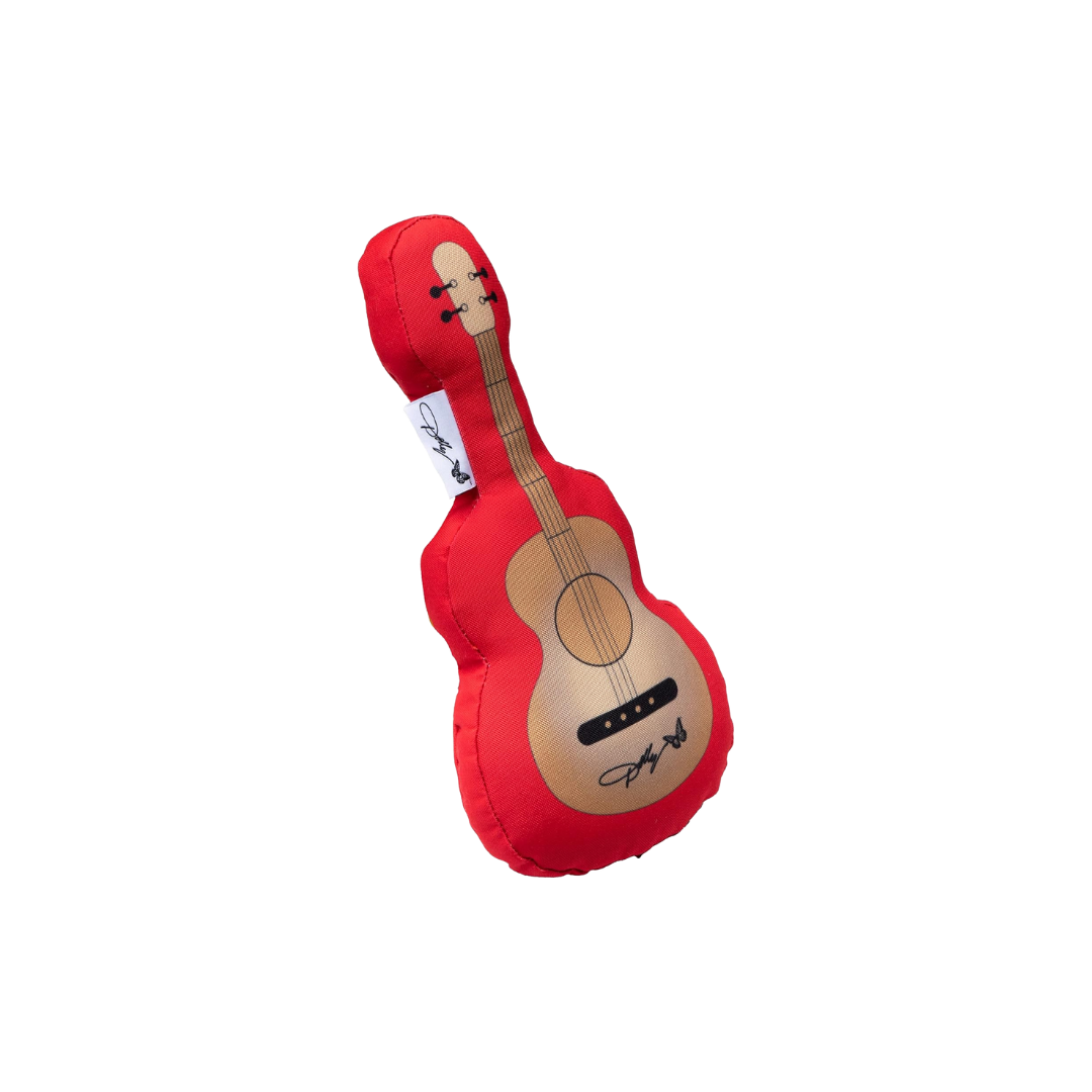 Doggy Parton Dolly’s Red Guitar Plush Toy - Red Guitar Shaped Pillow for Dogs