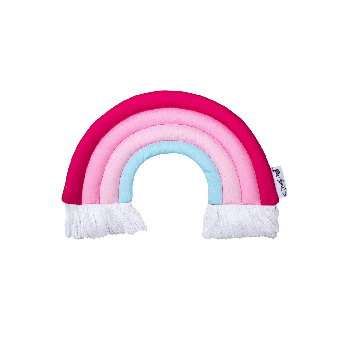 Doggy Parton Pink and Blue Rainbow Shaped Pillow Toy with Fringes