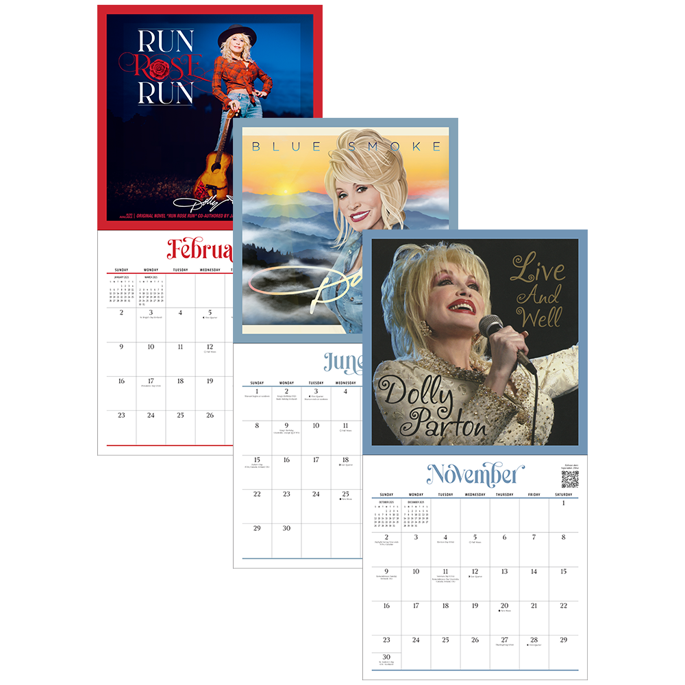 Dolly Parton 2025 Wall Calendar: Iconic photo of woman singing on album cover