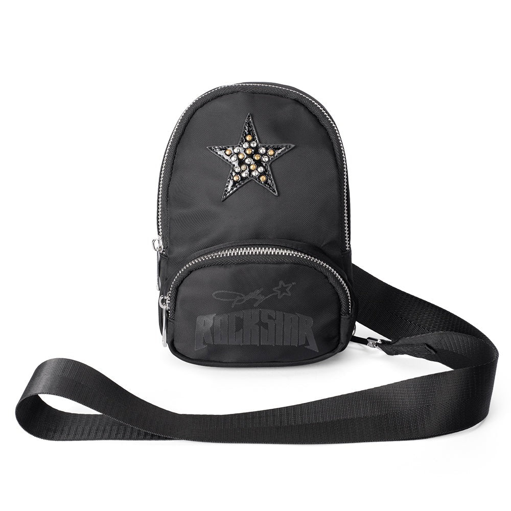 Back view of the Dolly Parton crossbody bag showing the adjustable strap and clean stitching