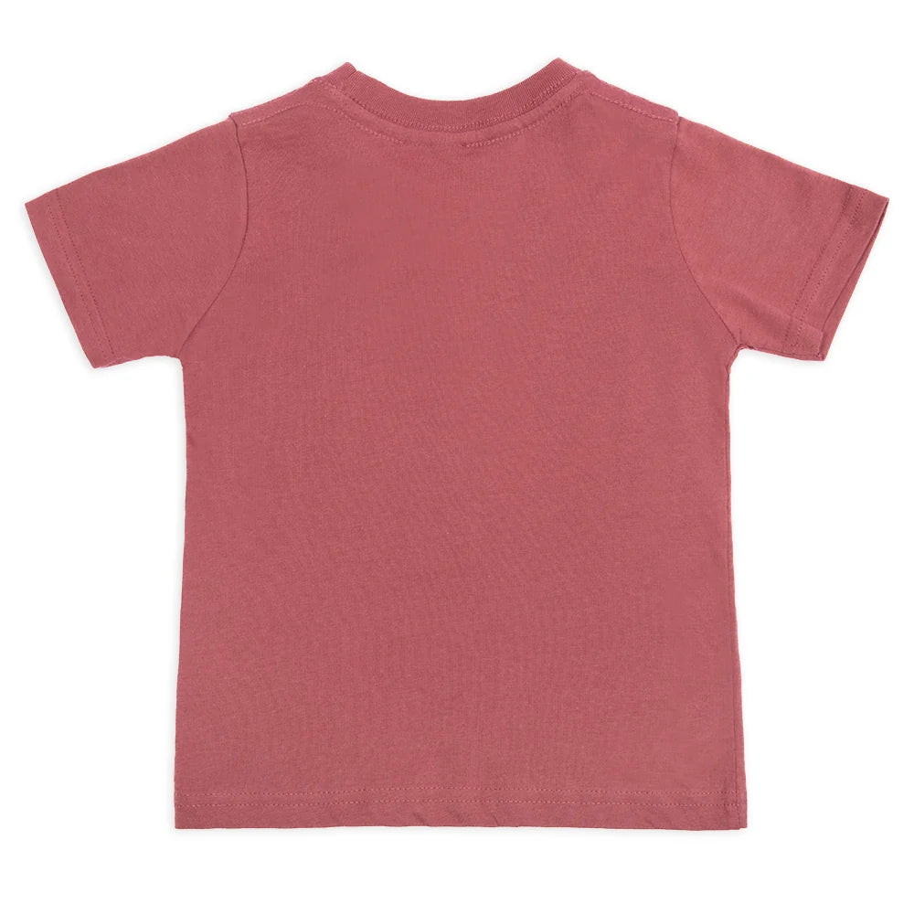 Back view of the solid mauve toddler t-shirt showing the plain fabric construction