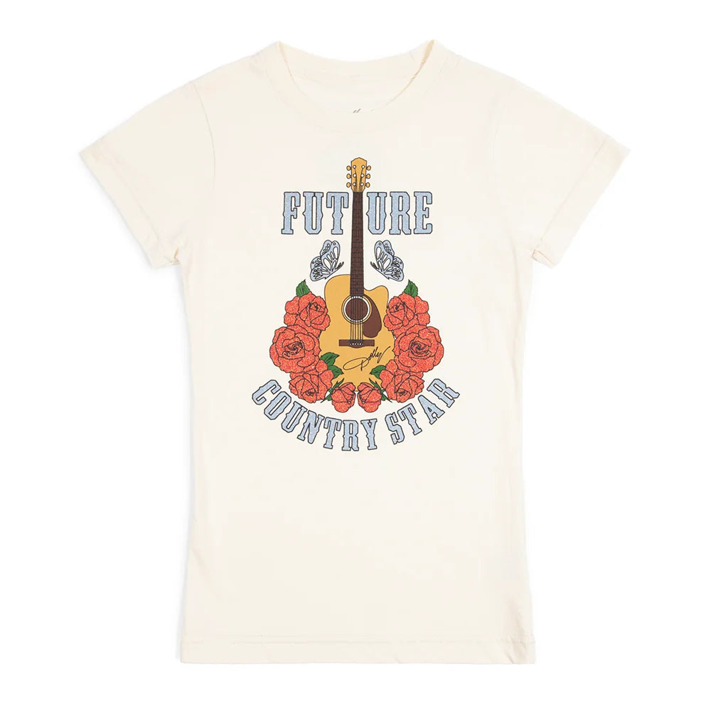 Natural youth t-shirt featuring the Future Country Star graphic centered on the front chest