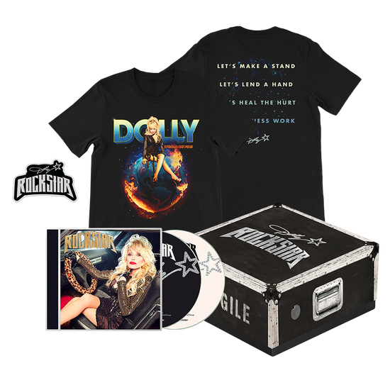 Black shirt with Dolly image and CD in ’Let’s Make a Stand’ Box Set