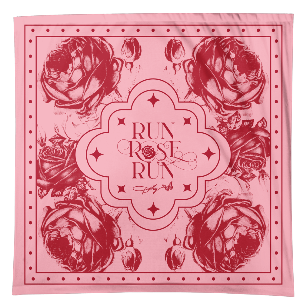 Pink Run Bandana with Roses and Stars - Perfect for Run Enthusiasts | Pink Run, Rose, Run