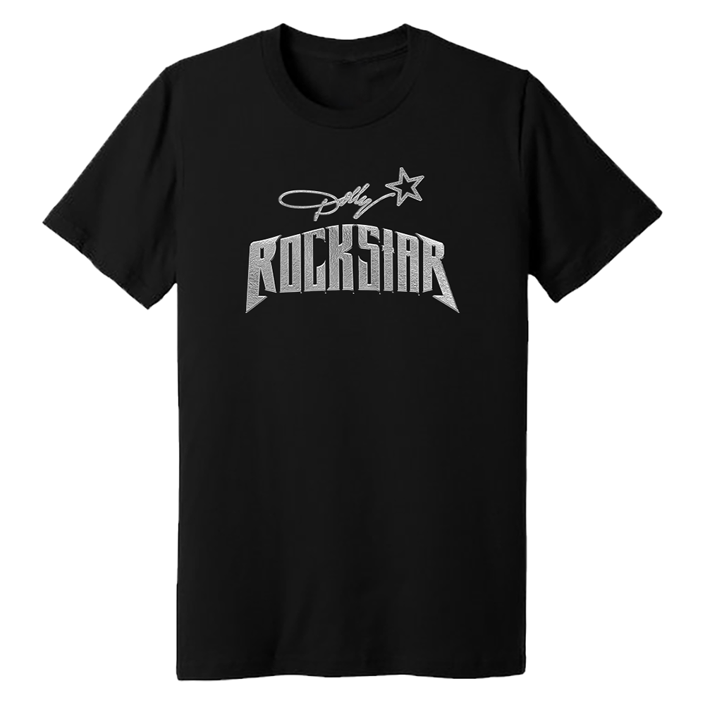 Black T-Shirt with Rockstar Album Logo - Dolly Parton Collection