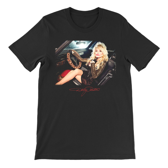Rockstar Dolly Caddy Cover T-Shirt: Black shirt with photo of person in car