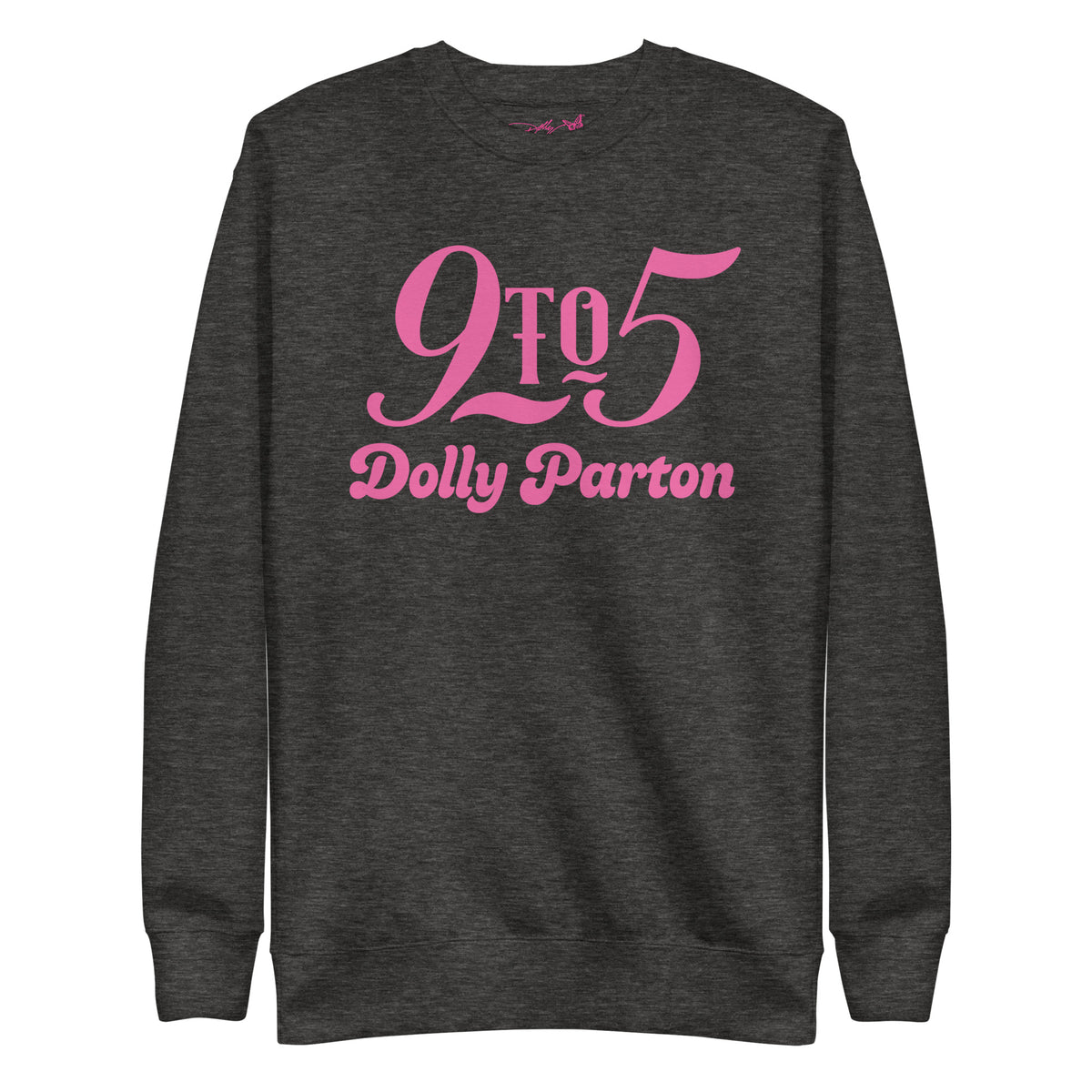 Charcoal Heather Dolly Parton 9 To 5 crew neck sweatshirt shown from the front