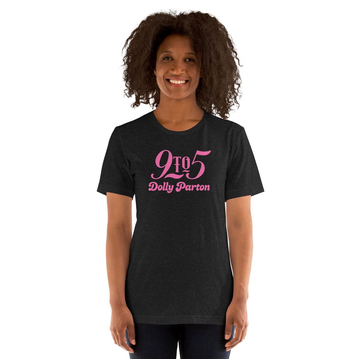 Folded view of the Black Heather t-shirt showcasing the neckline and sleeve construction