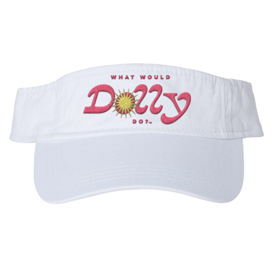 White ’What Would Dolly Do?’ visor from Dolly Parton store