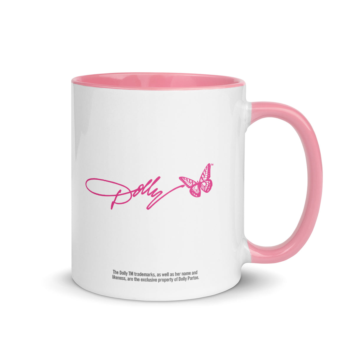 Front-facing view of the black Dolly Parton 9 to 5 coffee mug